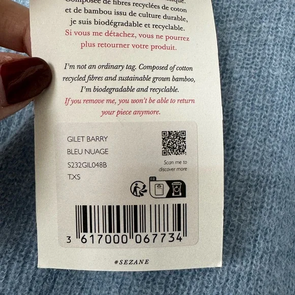 Sezane Barry Cardigan in Sky Blue - Picture 5 of 8